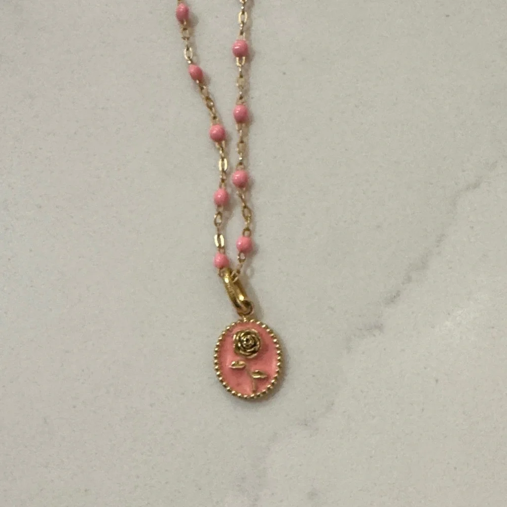 Gigi Rose Pink and Gold Necklace - Picture 5 of 6